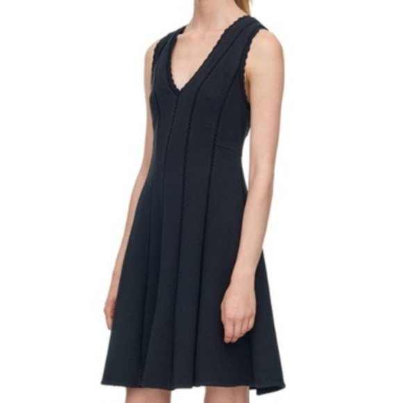 Rebecca Taylor Black Sleeveless Dress size 2 LBD Textured Knit Embroidered - Picture 14 of 14